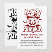 Halloween Pompoen: Howdy Pompoen Grappig Kaart (Voorkant / Achterkant)