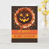 Halloween pompoen Humor, Grunge, dreigende look Kaart (Gele Bloem)