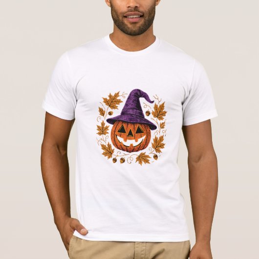 Halloween pompoen illustratie T-shirt (Voorkant)
