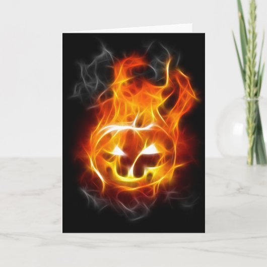 Halloween pompoen in brand kaart (Voorkant)