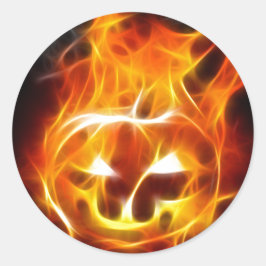 Halloween pompoen in brand ronde sticker