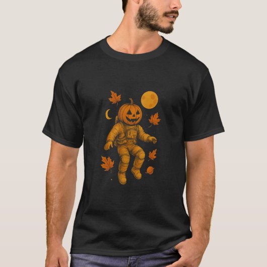 Halloween pompoen in de ruimte hemelse Jack-O'-Lan T-shirt (Voorkant)