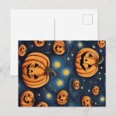 Halloween Pompoen in de sterrennacht Briefkaart (Voorkant / Achterkant)