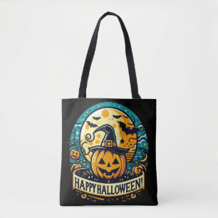 Halloween pompoen in het Pet van de heks Volle Maa Tote Bag
