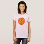 Halloween pompoen in roze t-shirt (Voorkant volledig)