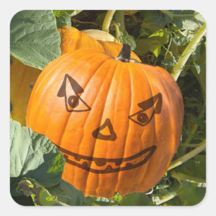 Halloween Pompoen Jack-o-lantaarn glimlach gezicht Vierkante Sticker