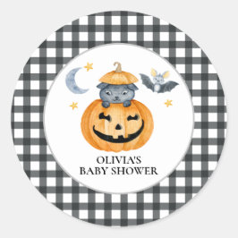 Halloween Pompoen Jack-O-Lantern Baby Shower Ronde Sticker