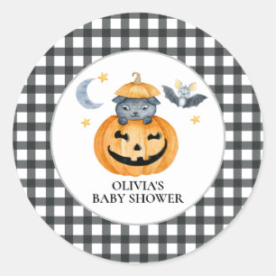 Halloween Pompoen Jack-O-Lantern Baby Shower Ronde Sticker