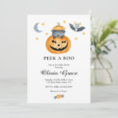 Halloween Pompoen Jack-o-lantern Baby Shower Uitno Kaart (Staand voorkant)