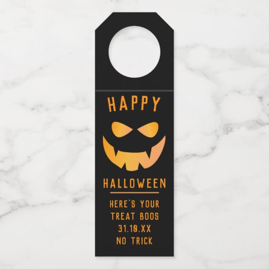Halloween Pompoen Jack O Lantern Bottle Hanger Lab (Voorkant)