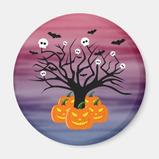 Halloween Pompoen Jack o' Lantern Dode Boom Magneet (Voorkant)