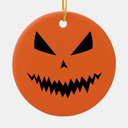 Halloween pompoen Jack O'lantaarn gezicht zwart si Keramisch Ornament (Voorkant)