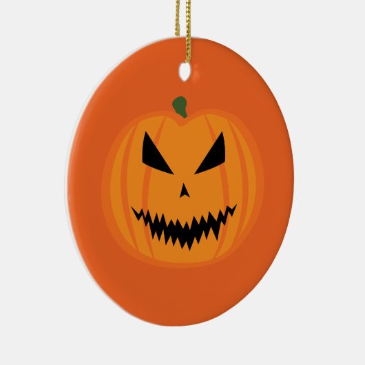 Halloween pompoen Jack O'lantaarn gezicht zwart si Keramisch Ornament (Rechts)