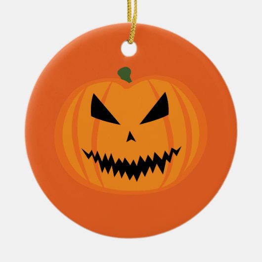 Halloween pompoen Jack O'lantaarn gezicht zwart si Keramisch Ornament (Voorkant)