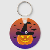 Halloween pompoen Jack o'Lantern heks hoed Sleutelhanger (Achterkant)