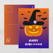Halloween pompoen Jack o'Lantern heksenhoed Briefkaart (Voorkant / Achterkant)
