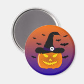 Halloween pompoen Jack o'Lantern Heksenhoed Magneet (Voorkant / Achterkant)