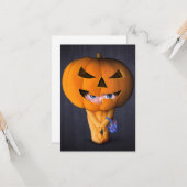 Halloween pompoen kaart (Voorkant / Achterkant in situ)