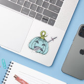 Halloween pompoen karakter sticker (Laptop met iPhone)