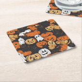 Halloween Pompoen Kartonnen Onderzetters (Schuin)