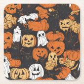 Halloween Pompoen Kartonnen Onderzetters (Voorkant)