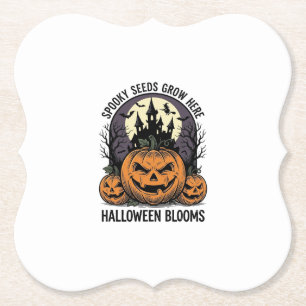 Halloween Pompoen Kasteel Vintage Griezelen Shirt_ Kartonnen Onderzetters