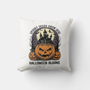 Halloween Pompoen Kasteel Vintage Griezelen Shirt_ Kussen