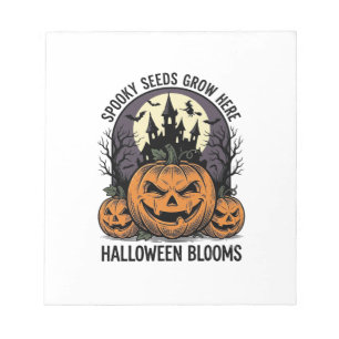 Halloween Pompoen Kasteel Vintage Griezelen Shirt_ Notitieblok