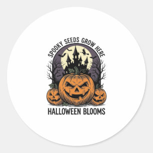 Halloween Pompoen Kasteel Vintage Griezelen Shirt_ Ronde Sticker