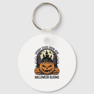 Halloween Pompoen Kasteel Vintage Griezelen Shirt_ Sleutelhanger
