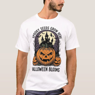 Halloween Pompoen Kasteel Vintage Griezelen Shirt_ T-shirt