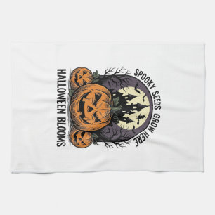 Halloween Pompoen Kasteel Vintage Griezelen Shirt_ Theedoek