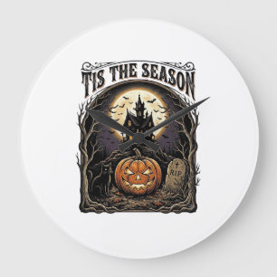 Halloween Pompoen Kat Geheime Vintage Seizoen Scen Grote Klok