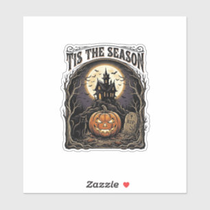 Halloween Pompoen Kat Geheime Vintage Seizoen Scèn Sticker