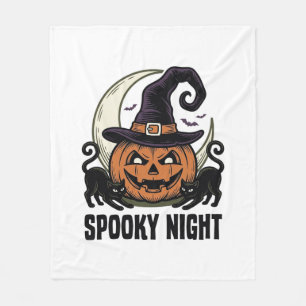 Halloween Pompoen Kat Heks Hoed Vintage T-shirt_1 Fleece Deken