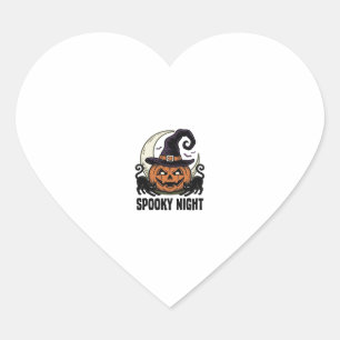 Halloween Pompoen Kat Heks Hoed Vintage T-shirt_1 Hart Sticker