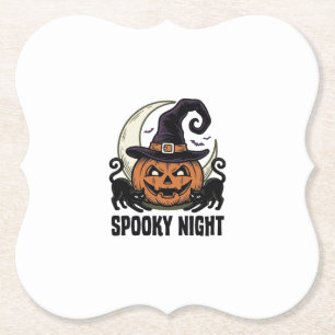 Halloween Pompoen Kat Heks Hoed Vintage T-shirt_1 Kartonnen Onderzetters