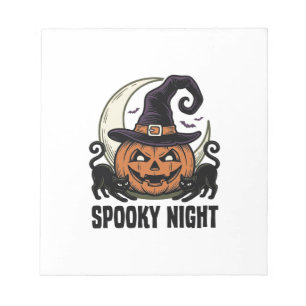 Halloween Pompoen Kat Heks Hoed Vintage T-shirt_1 Notitieblok