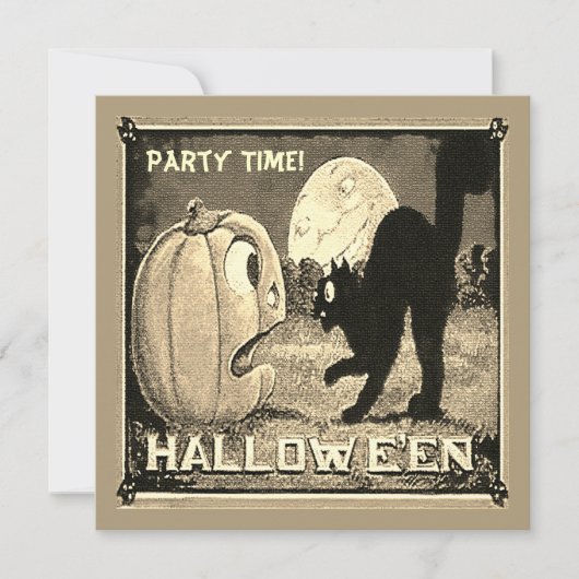  Halloween Pompoen Kat in Mozaïek Sepia Kaart (Voorkant)