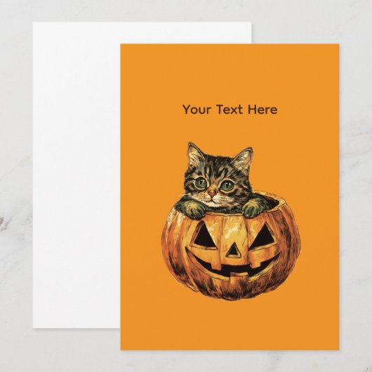 Halloween pompoen Kat Kaart (Voorkant / Achterkant)