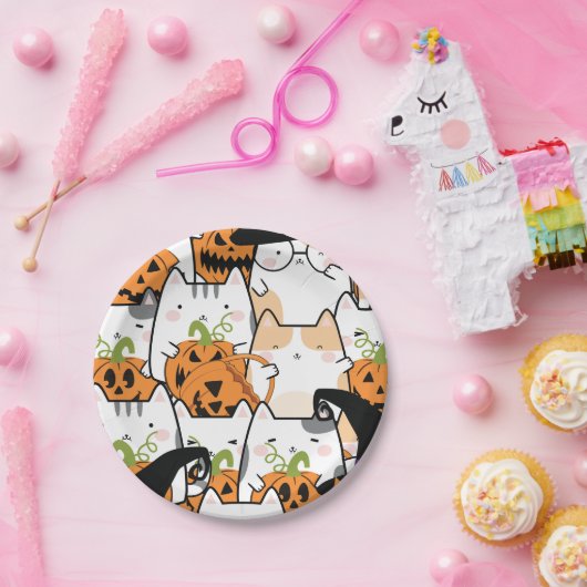 Halloween Pompoen & Kat Papier Bord (Feest)