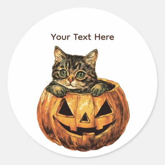  Halloween pompoen Kat Ronde Sticker (Voorkant)