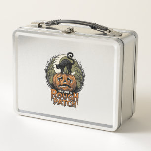 Halloween Pompoen Kat Ruw Patch Vintage Gravure