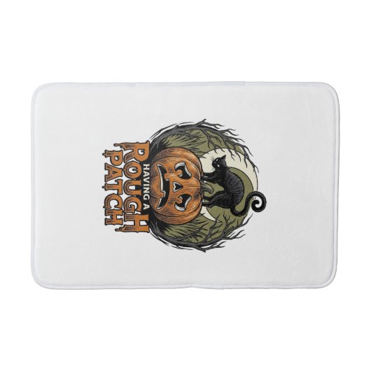 Halloween Pompoen Kat Ruw Patch Vintage Gravure Badmat (Voorkant)