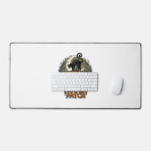 Halloween Pompoen Kat Ruw Patch Vintage Gravure Bureaumat (Keyboard & Muis)