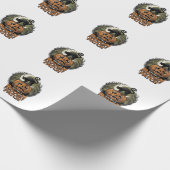 Halloween Pompoen Kat Ruw Patch Vintage Gravure Cadeaupapier (Hoek)