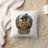 Halloween Pompoen Kat Ruw Patch Vintage Gravure Kussen (Deken)