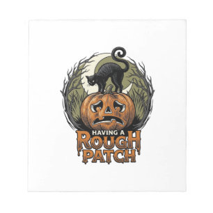 Halloween Pompoen Kat Ruw Patch Vintage Gravure Notitieblok