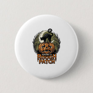 Halloween Pompoen Kat Ruw Patch Vintage Gravure Ronde Button 5,7 Cm