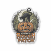 Halloween Pompoen Kat Ruw Patch Vintage Gravure Sticker (Voorkant)